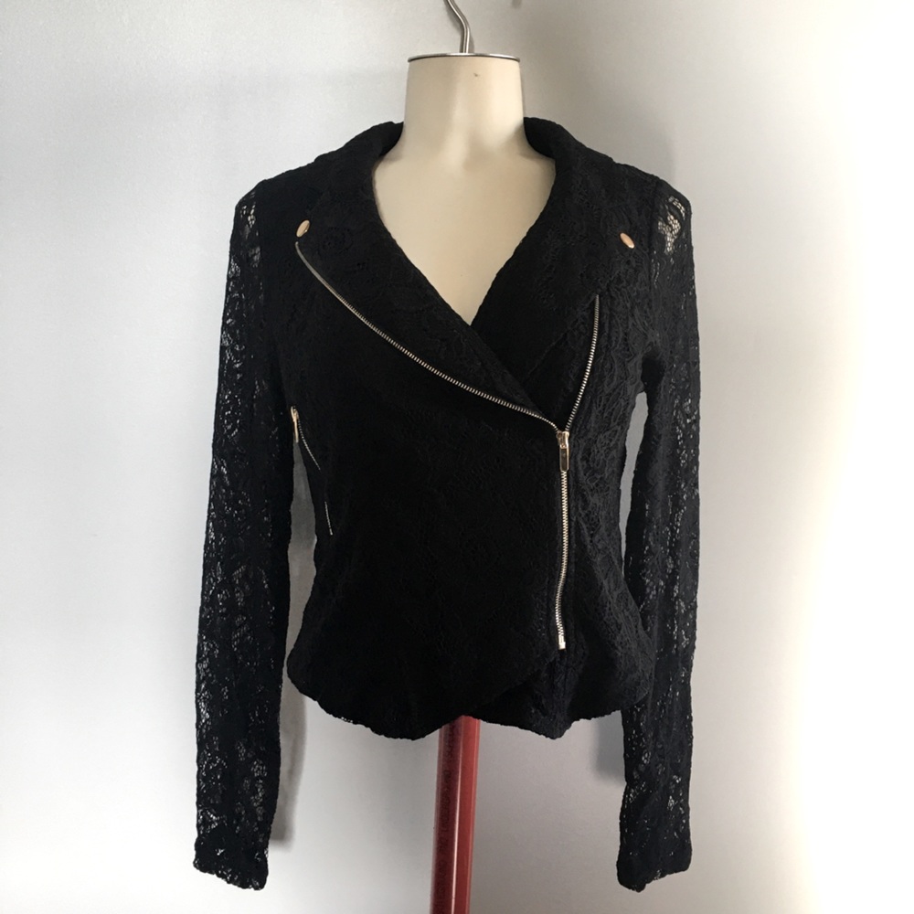 KAII Lace Black Jacket Zip-Up Size XL